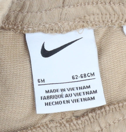 Nike Unisex Baby Beige Jogger Trousers 3-6 Months Cotton Blend