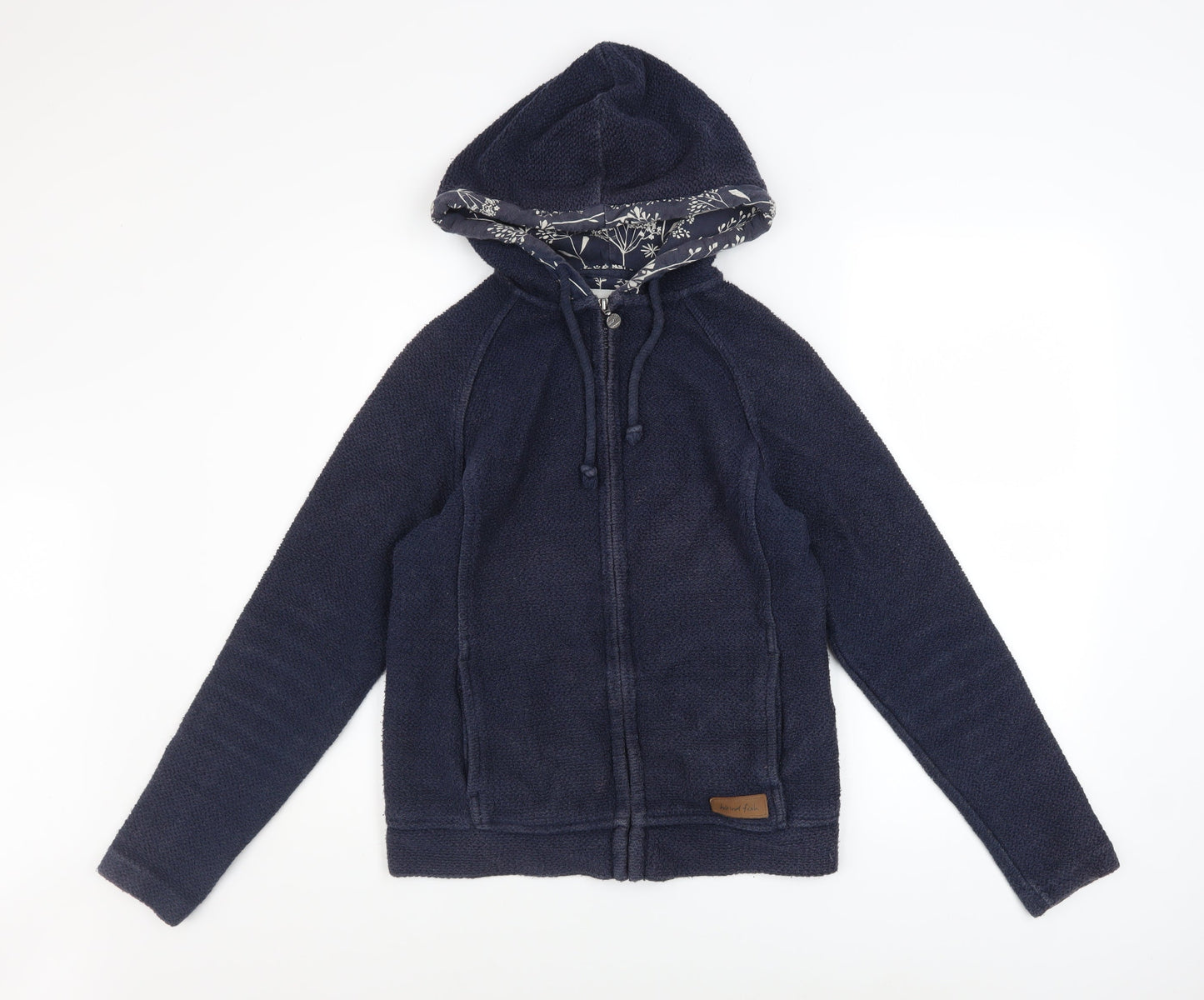 Weird Fish Women’s Navy Full Zip Hooded Sweatshirt Size 8 Cotton Blend
