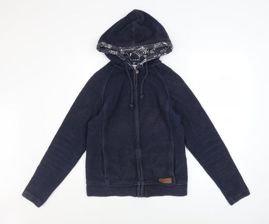 Weird Fish Women’s Navy Full Zip Hooded Sweatshirt Size 8 Cotton Blend