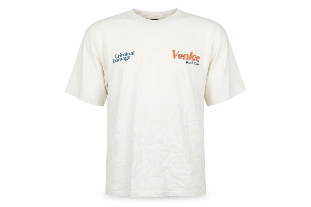 Criminal Damage Men’s White Venice Beach Club Graphic Cotton T-Shirt M
