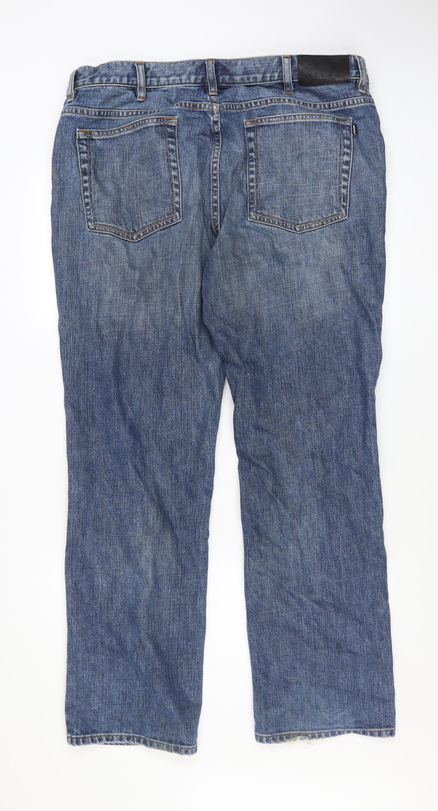 Melka Men’s Blue Straight Fit Jeans 40W 32L Denim Classic Style