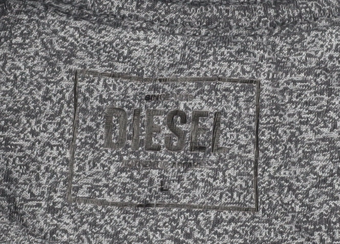 Diesel Men Grey Crew Neck Short Sleeve Jersey T-Shirt Size L