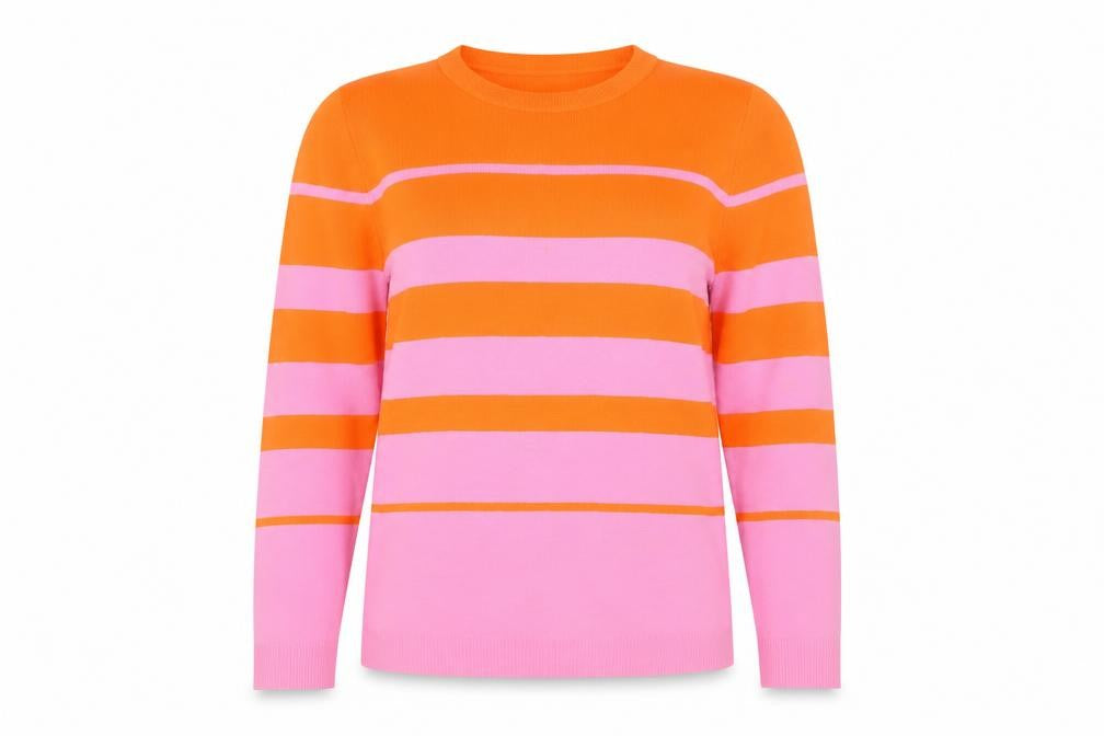 Savida Women's Multicoloured Striped Crew Neck Pullover Jumper Size L