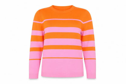 Savida Women's Multicoloured Striped Crew Neck Pullover Jumper Size L