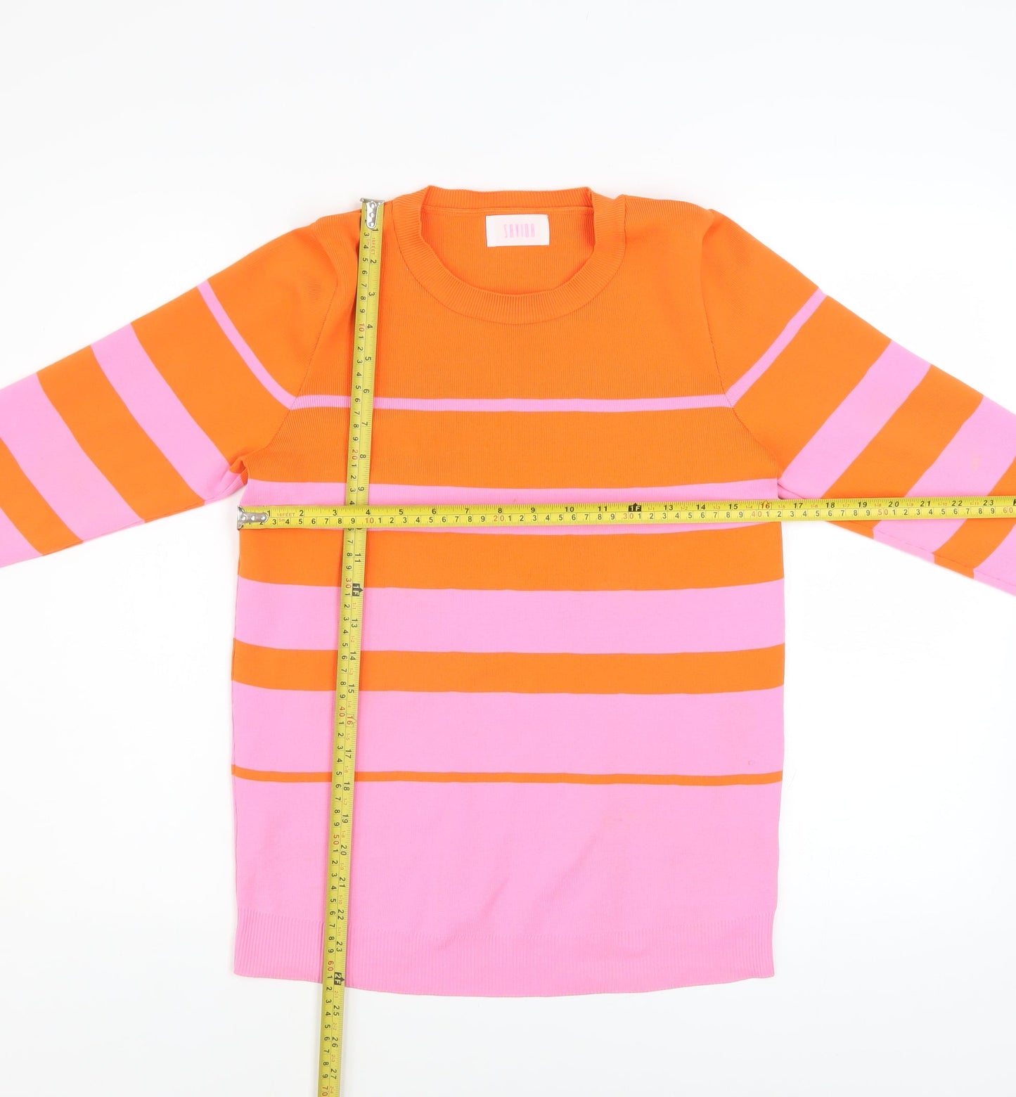 Savida Women's Multicoloured Striped Crew Neck Pullover Jumper Size L