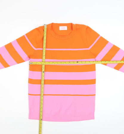 Savida Women's Multicoloured Striped Crew Neck Pullover Jumper Size L