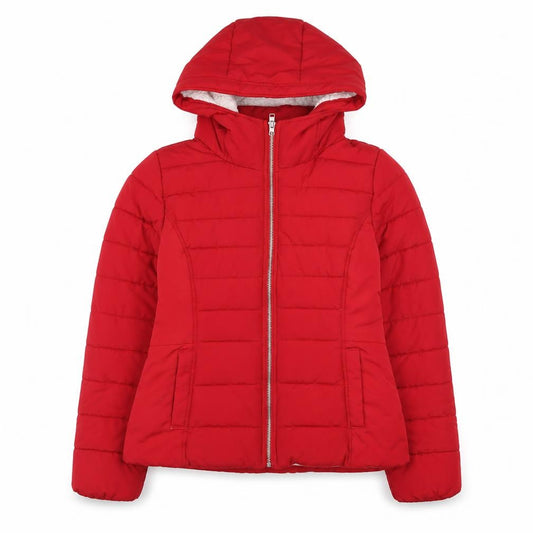 Hollister Womens Red Hooded Puffer Jacket Size L Polyester Lined