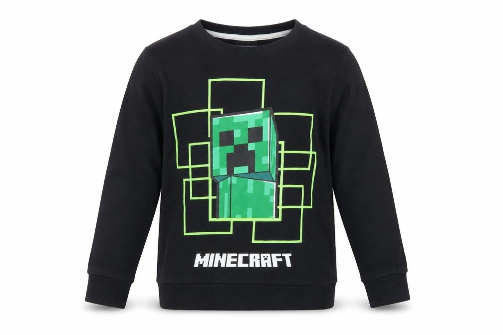 Matalan Boys Black Minecraft Creeper Pullover Sweatshirt 10 Years