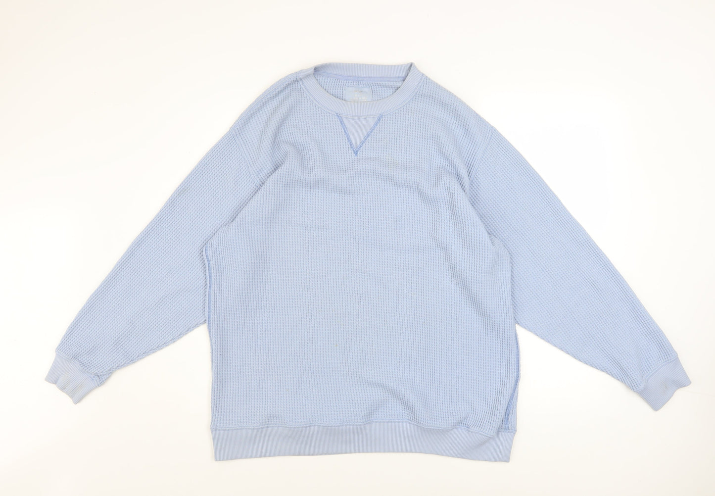 Aerie Unisex Blue M Pullover Waffle Knit Sweatshirt Crew Neck