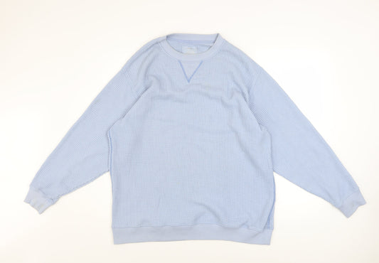 Aerie Unisex Blue M Pullover Waffle Knit Sweatshirt Crew Neck