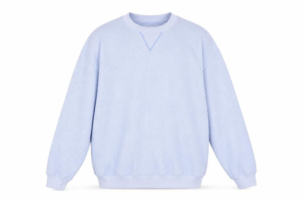 Aerie Unisex Blue M Pullover Waffle Knit Sweatshirt Crew Neck