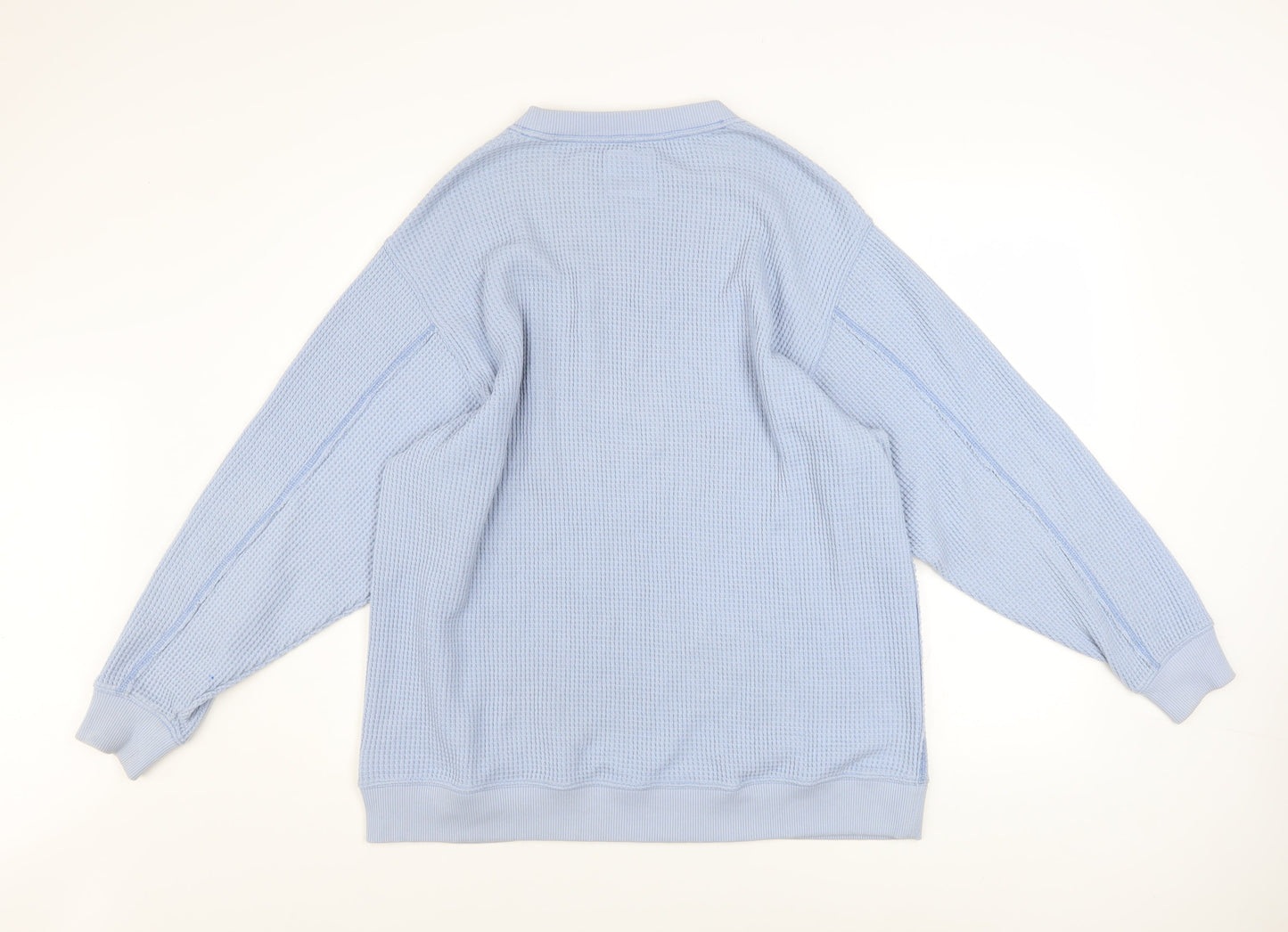 Aerie Unisex Blue M Pullover Waffle Knit Sweatshirt Crew Neck