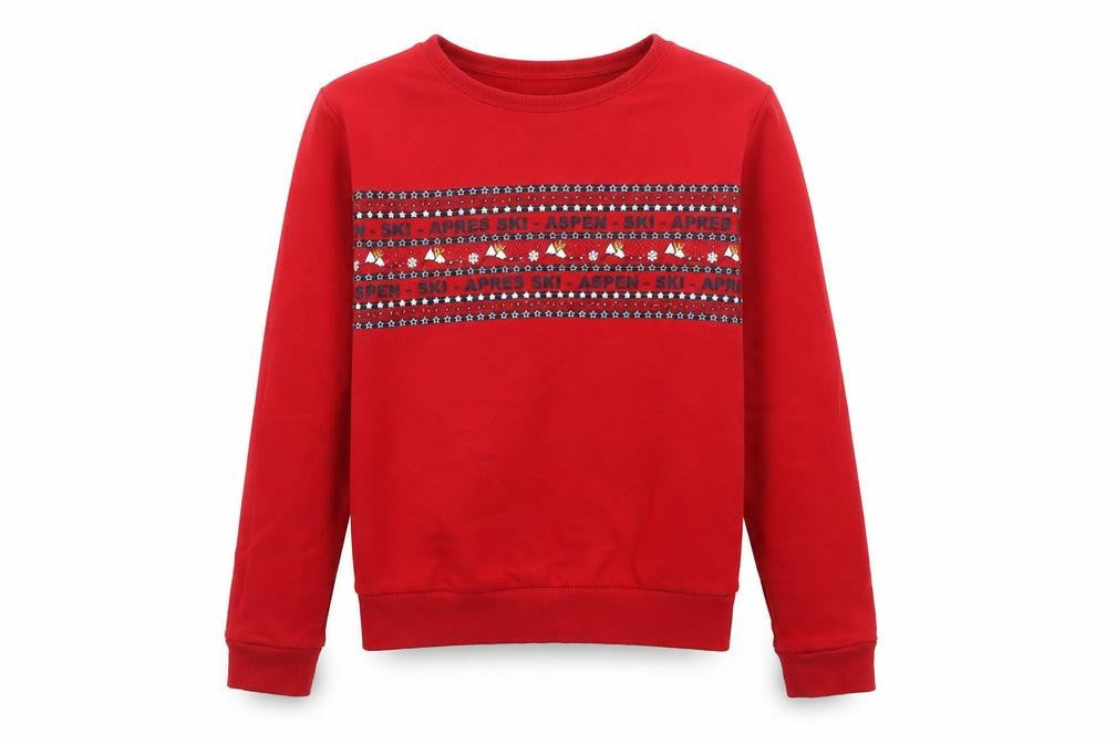 M&Co Girls Red Ski Fair Isle Pullover Sweatshirt 15 Years