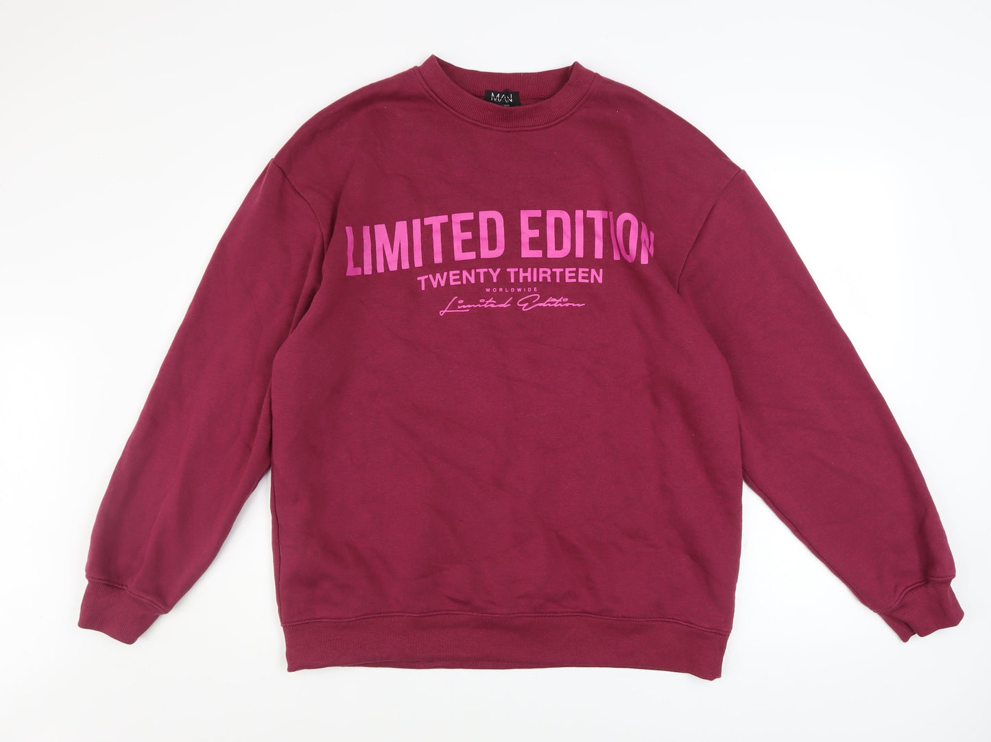 boohooMAN Men's Red XS Pullover Graphic Sweatshirt