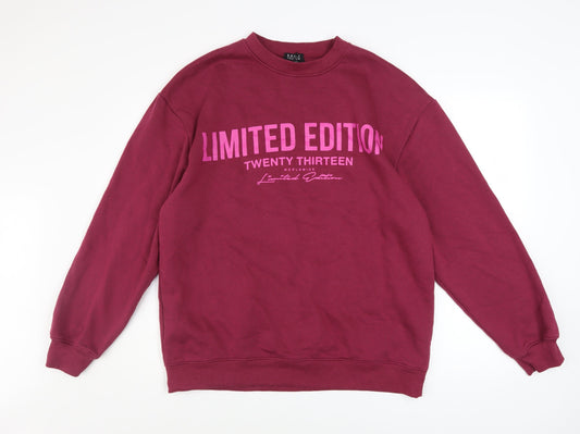 boohooMAN Men's Red XS Pullover Graphic Sweatshirt