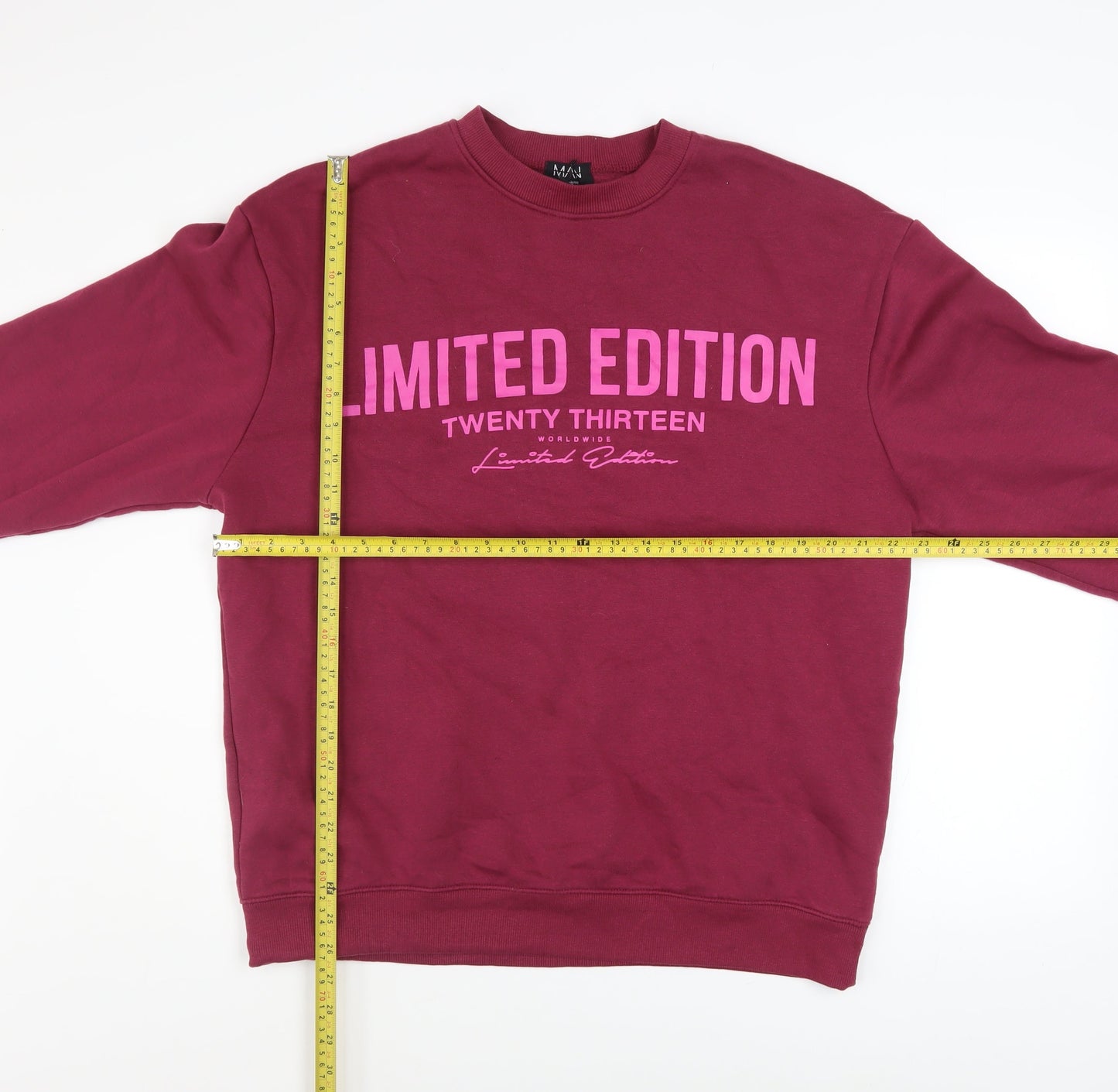 boohooMAN Men's Red XS Pullover Graphic Sweatshirt