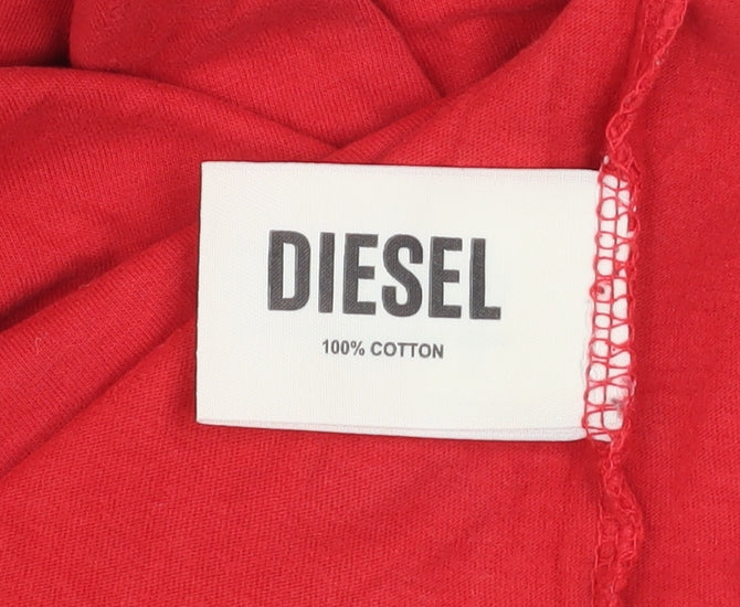 Diesel Men’s Red Cotton Crew Neck Short Sleeve T-Shirt L