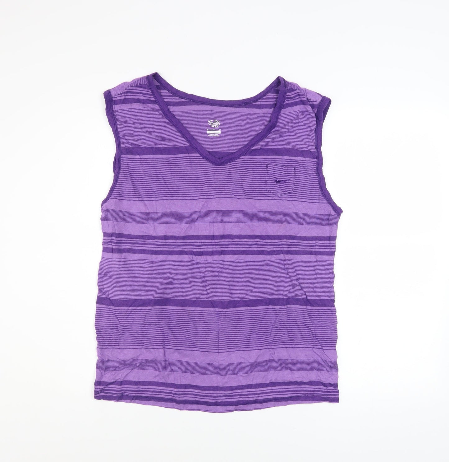 Nike Men's Purple Striped Sleeveless V-Neck Casual Top Size M