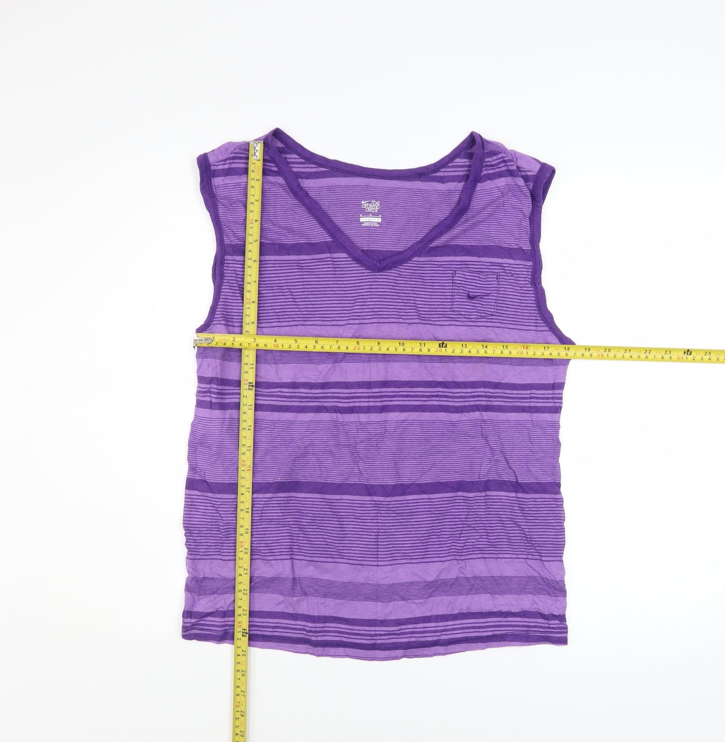 Nike Men's Purple Striped Sleeveless V-Neck Casual Top Size M