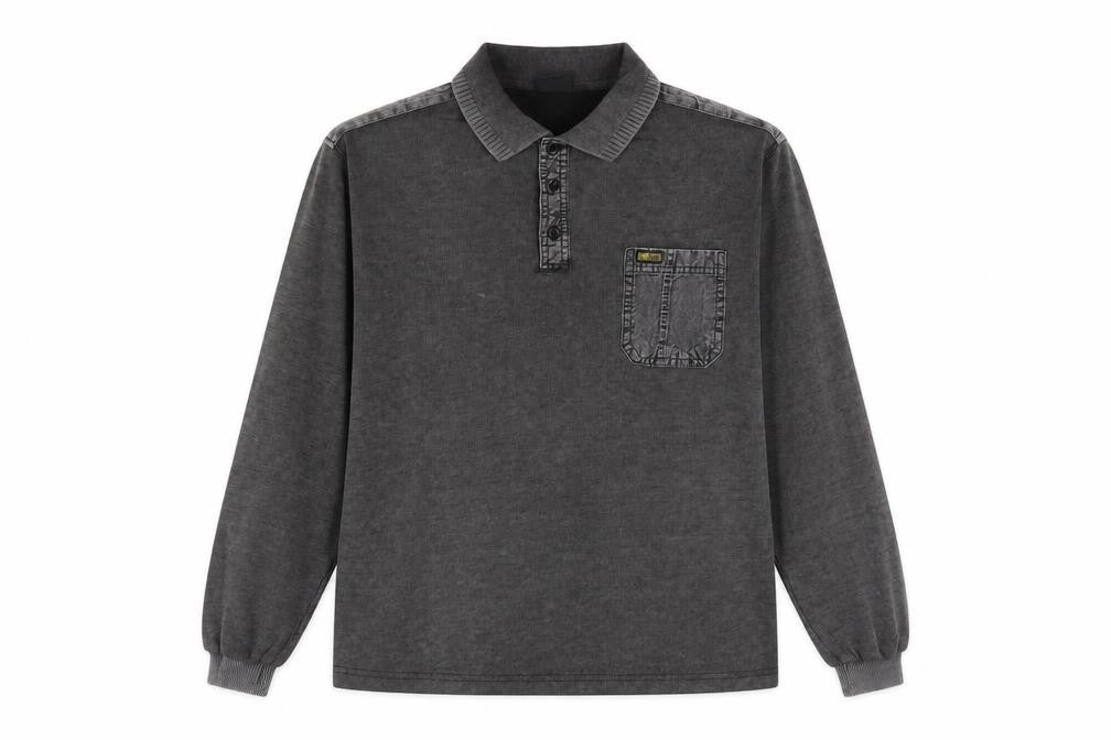 Kalamton Men's Grey Long Sleeve Collared Button-Up Shirt Size M