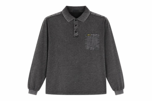 Kalamton Men's Grey Long Sleeve Collared Button-Up Shirt Size M