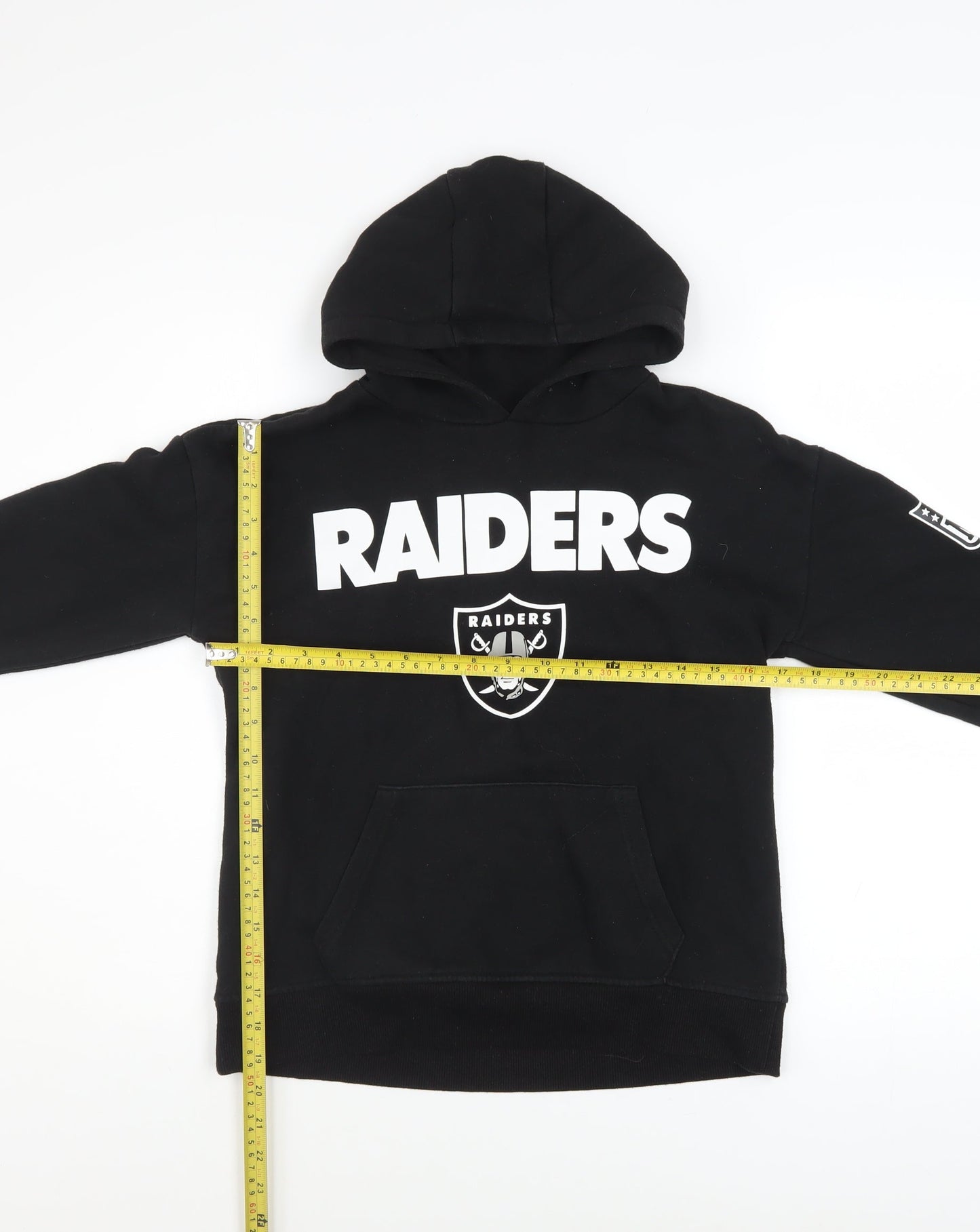 NFL Team Apparel Boys Black Raiders Pullover Fleece Hoodie 9-10 Years