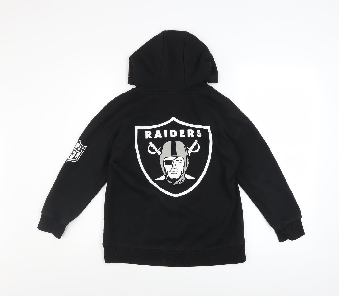 NFL Team Apparel Boys Black Raiders Pullover Fleece Hoodie 9-10 Years