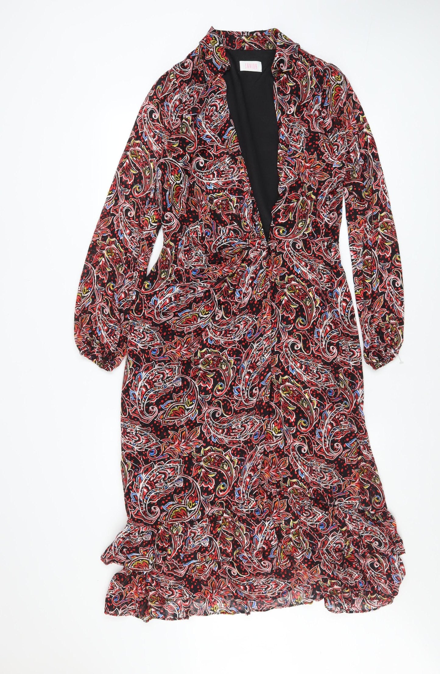Savida Women Multicoloured Paisley Midi Wrap Dress Size 10