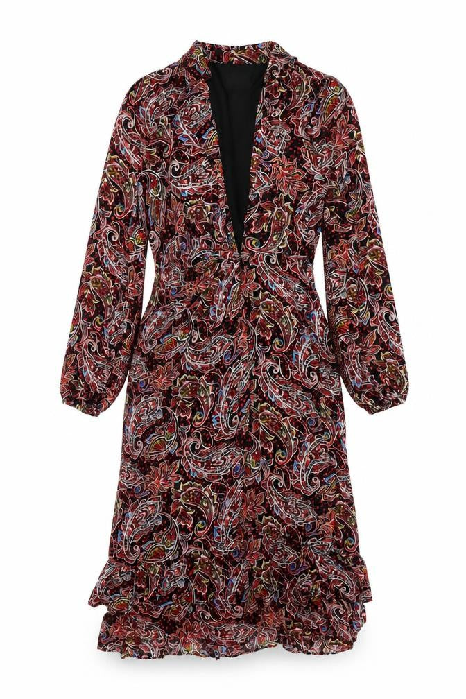 Savida Women Multicoloured Paisley Midi Wrap Dress Size 10