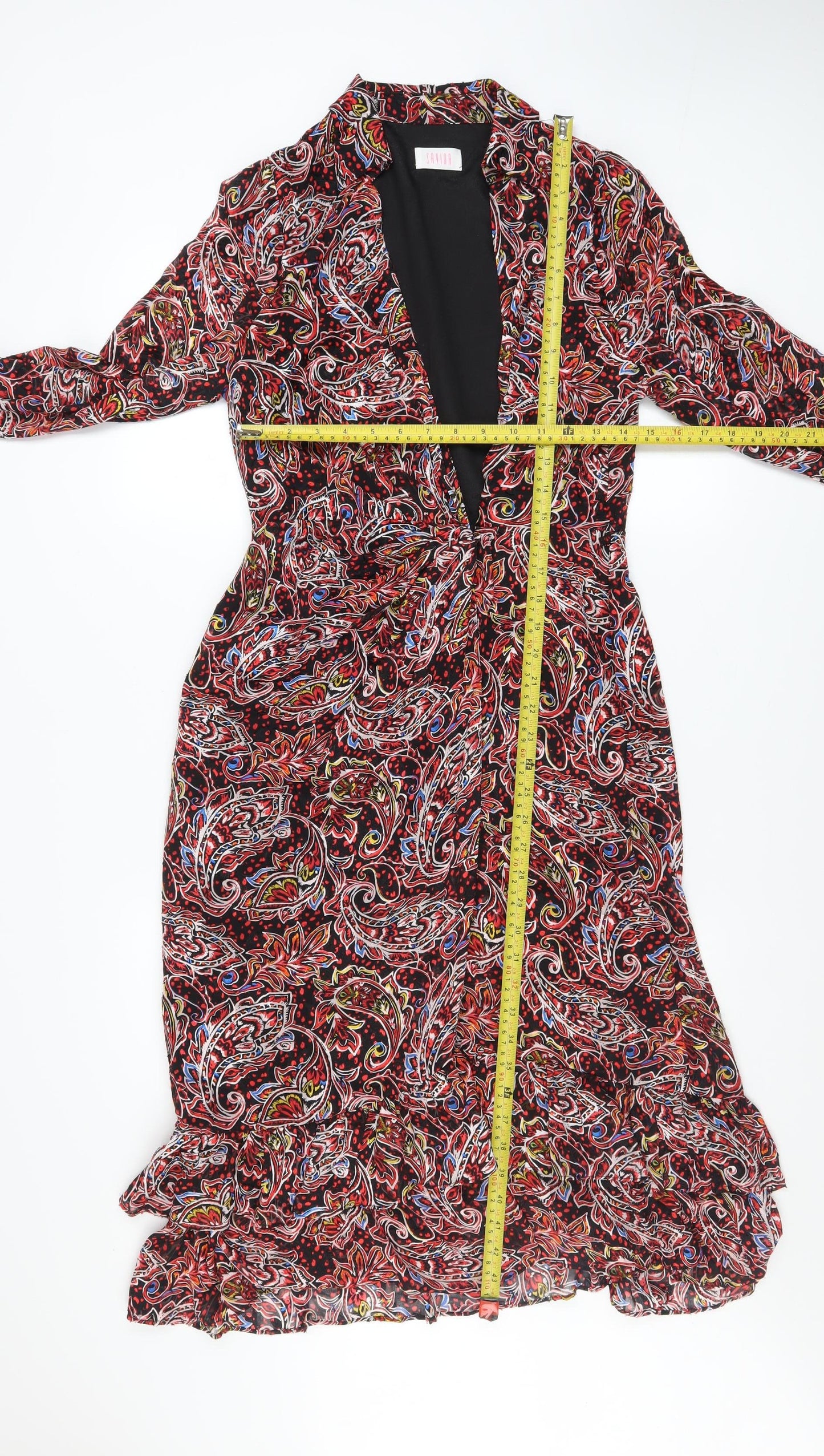 Savida Women Multicoloured Paisley Midi Wrap Dress Size 10