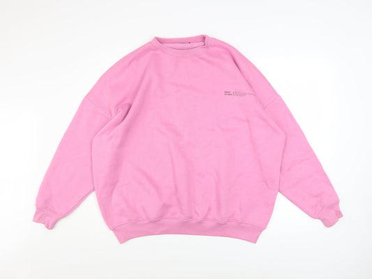boohoo Men’s Pink Pullover Sweatshirt Size S Crew Neck Cotton Blend