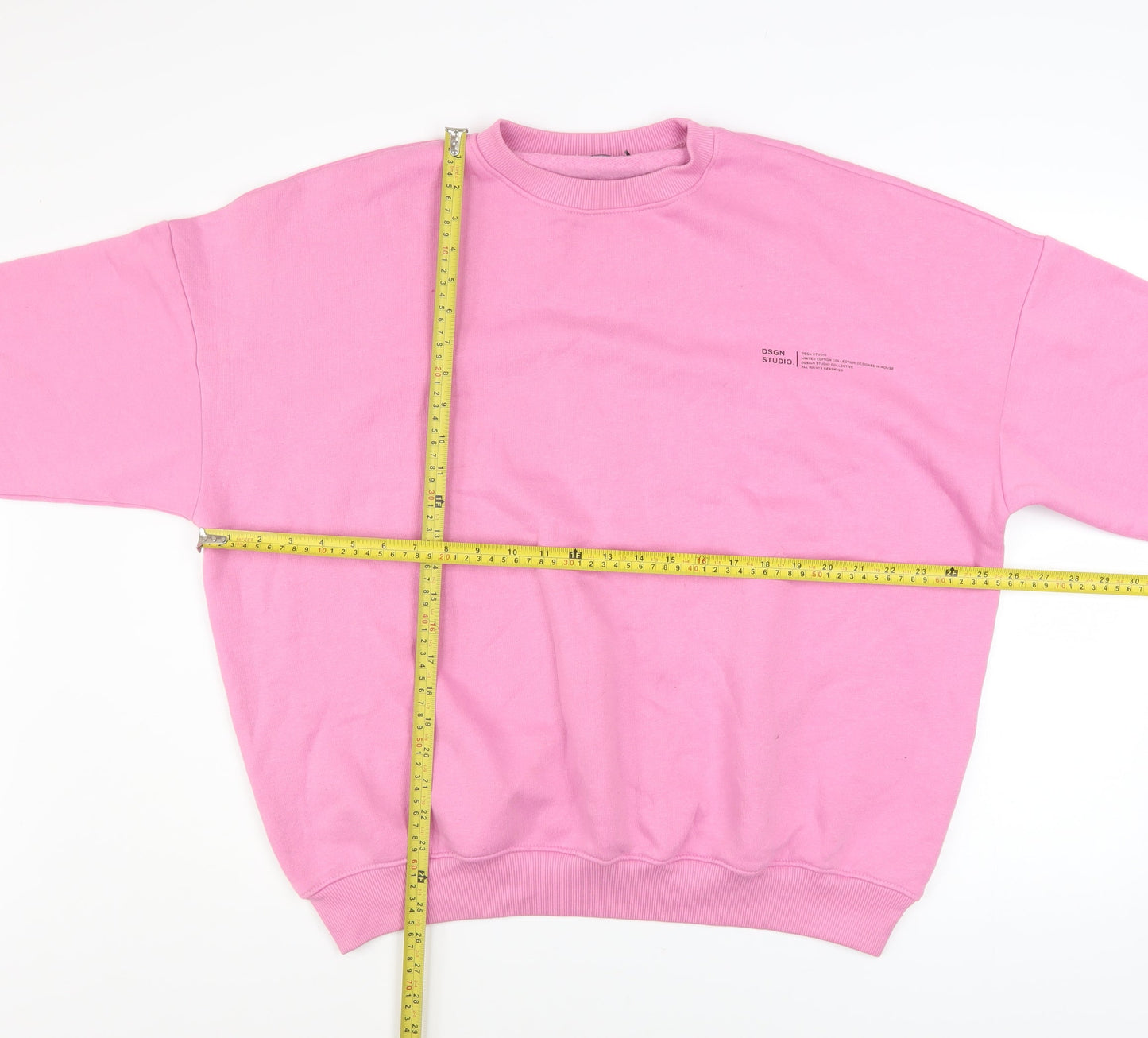 boohoo Men’s Pink Pullover Sweatshirt Size S Crew Neck Cotton Blend