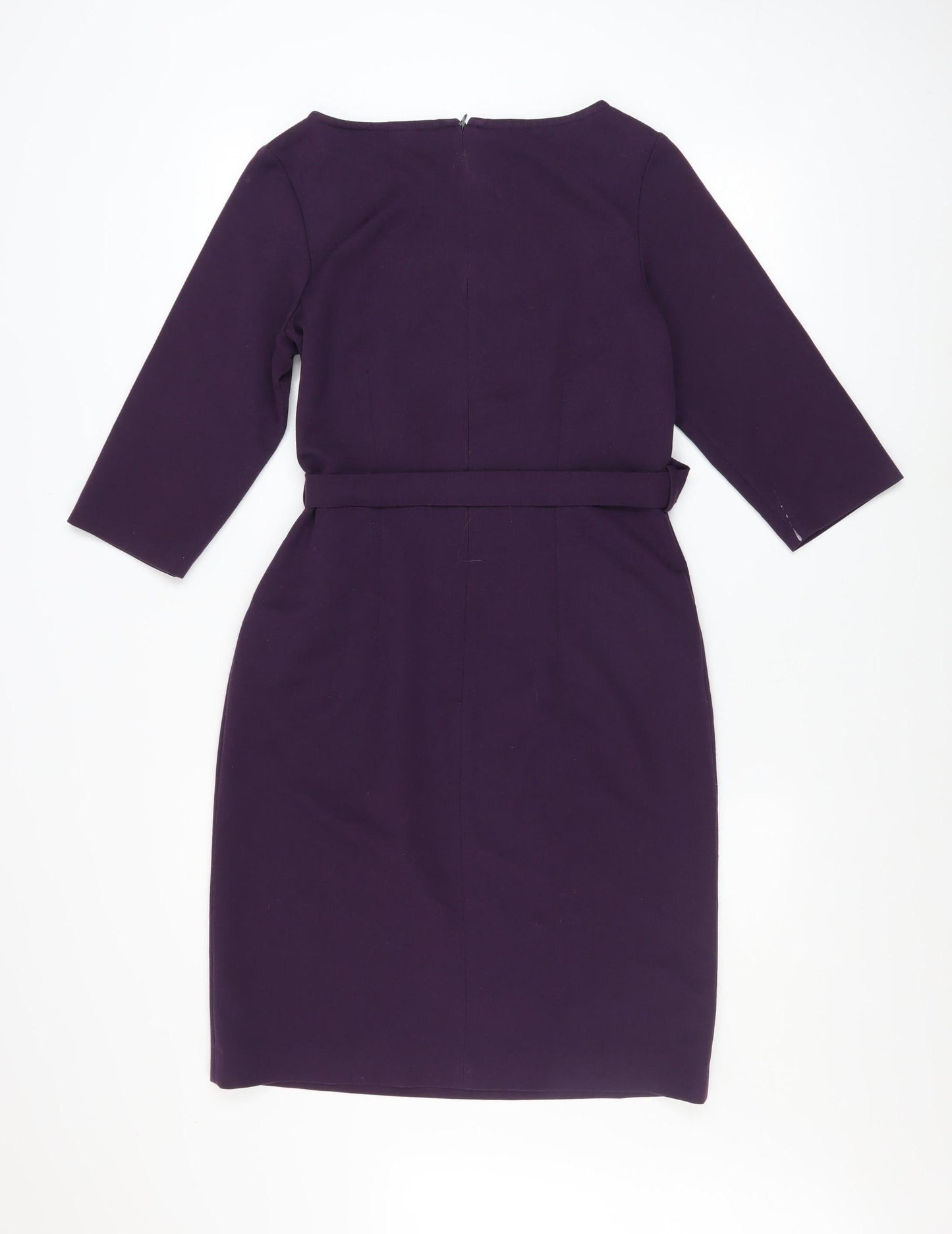 Luke Lovely Women's Purple Sheath Belted Knee Length Dress Size 8