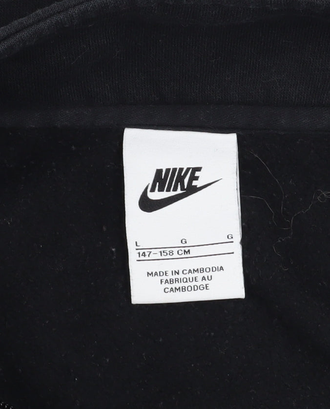 Nike Boys Black L 1/2 Zip Pullover Sweatshirt Cotton Blend Logo Top