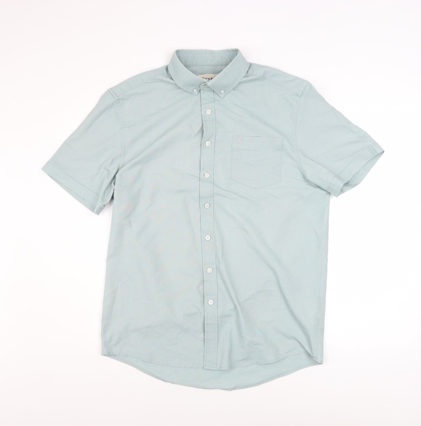 Farah Men's Green Slim Fit Short Sleeve Button-Up Shirt M