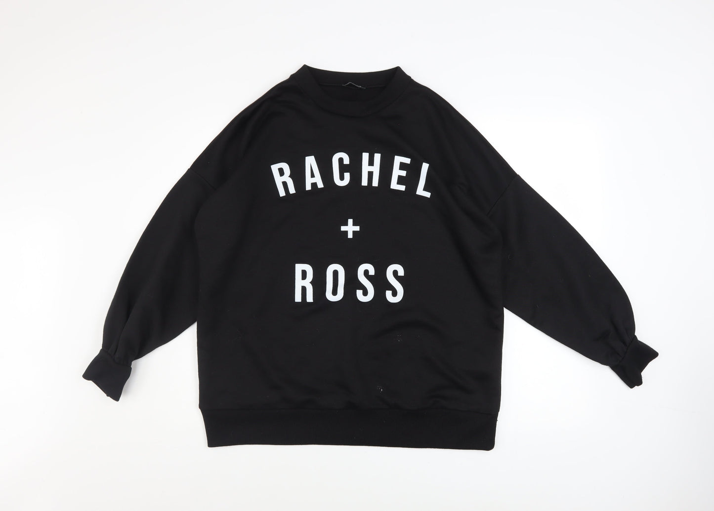 Boohoo Women Black Medium Pullover Sweatshirt Rachel + Ross Graphic