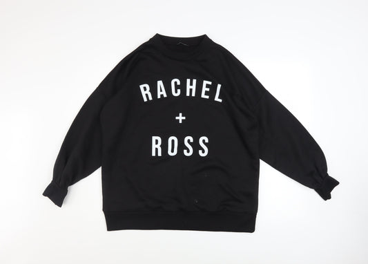 Boohoo Women Black Medium Pullover Sweatshirt Rachel + Ross Graphic