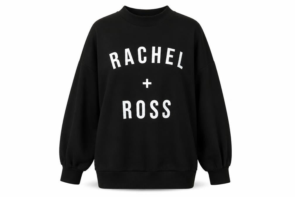 Boohoo Women Black Medium Pullover Sweatshirt Rachel + Ross Graphic