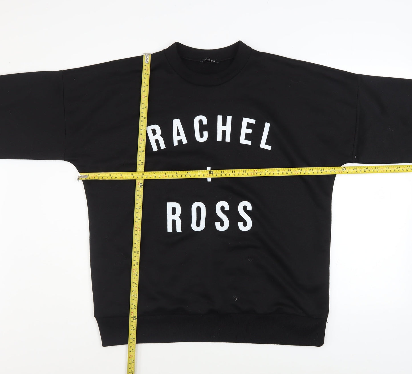 Boohoo Women Black Medium Pullover Sweatshirt Rachel + Ross Graphic