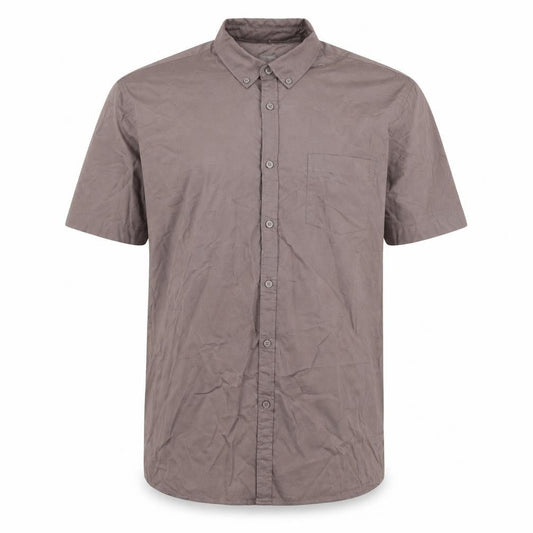 Dunnes Men's Brown Slim Fit Cotton Short Sleeve Shirt L