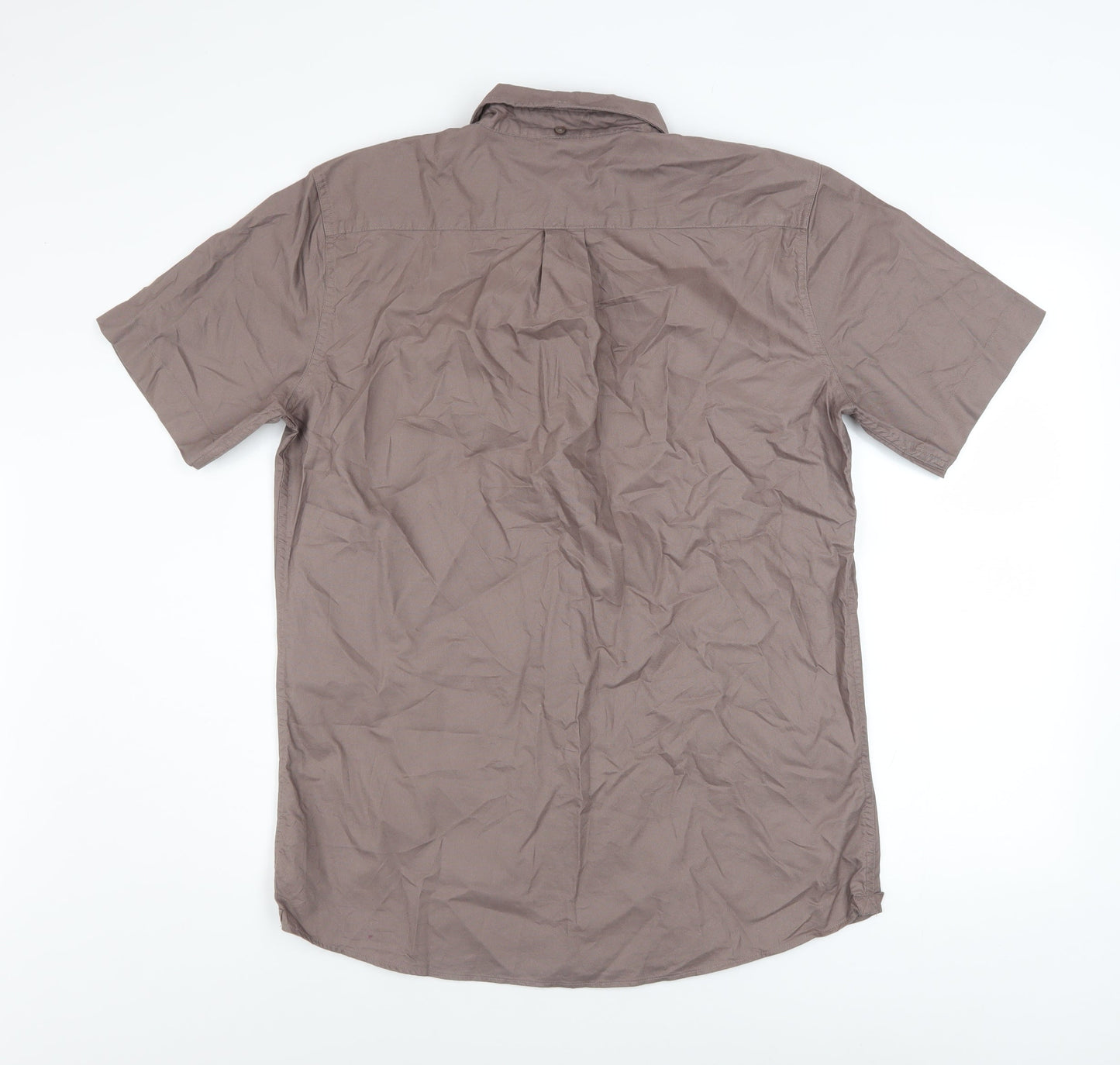 Dunnes Stores Men's Brown Slim Fit Cotton Short Sleeve Shirt L