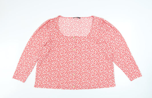 St. Bernard Women’s Pink Floral Long Sleeve Blouse Size 2XL