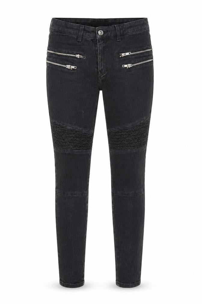 Zara Woman Black Skinny Biker Jeans with Ankle Zips Size 8