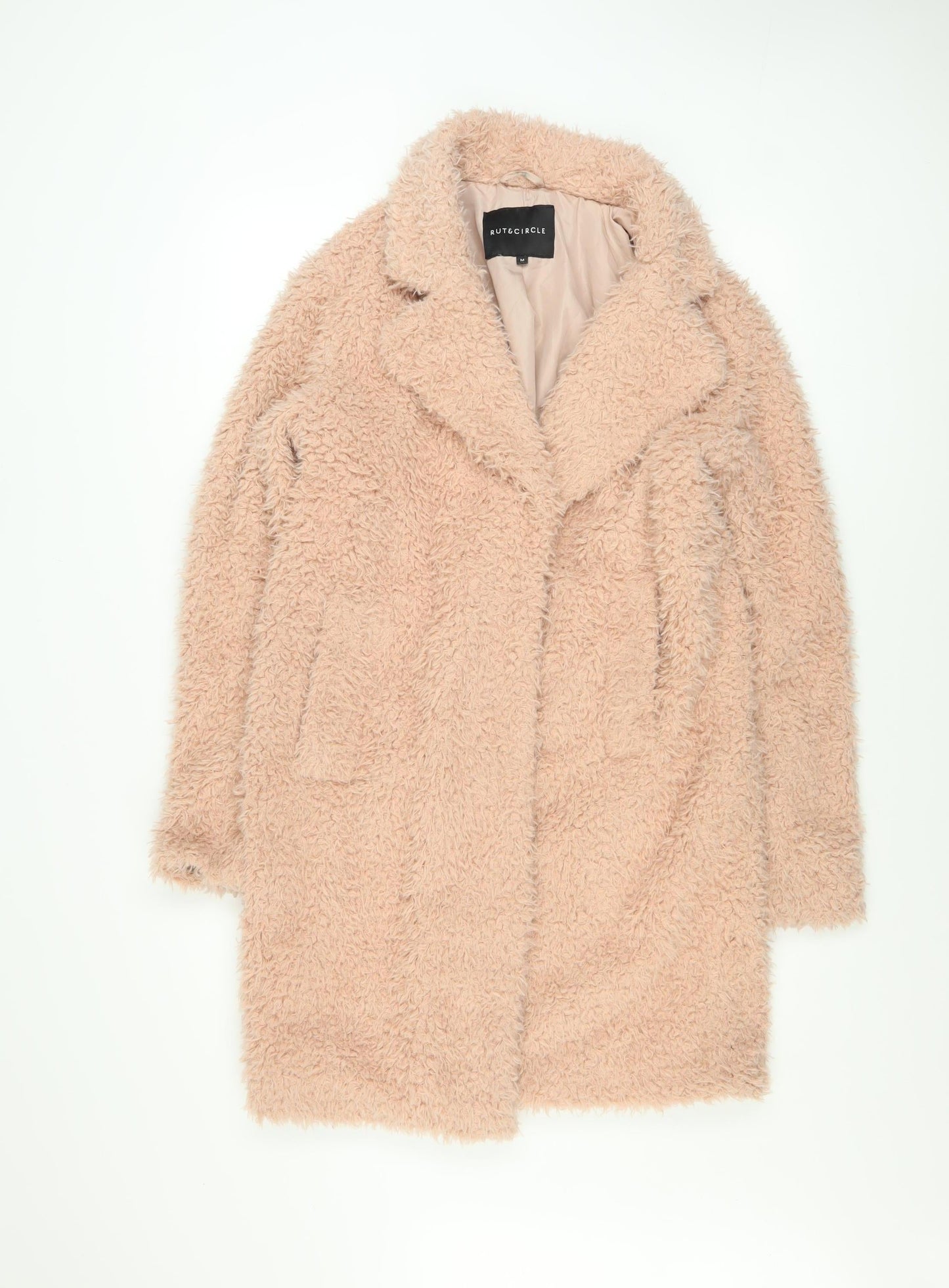 RUT&CIRCLE Women’s Beige Faux Fur Mid-Length Overcoat Size M