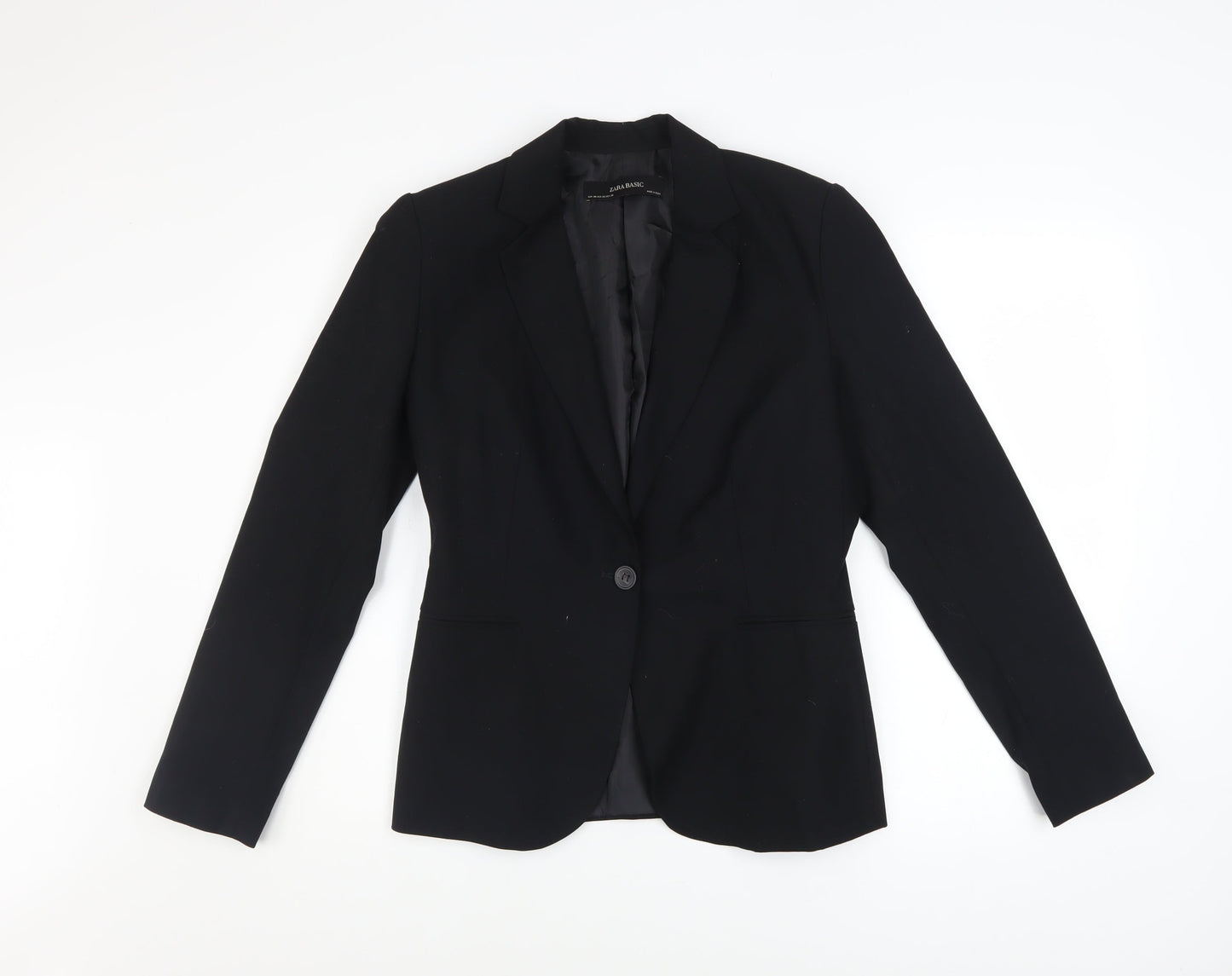 Zara Women Black Single-Breasted Blazer Size 10 Slim Fit
