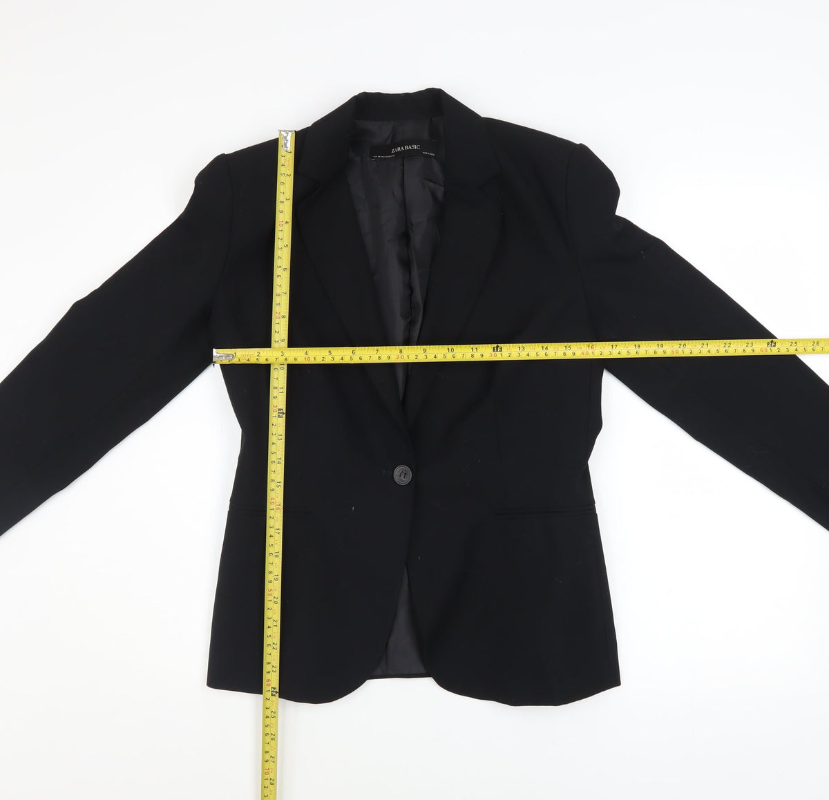 Zara Women Black Single-Breasted Blazer Size 10 Slim Fit