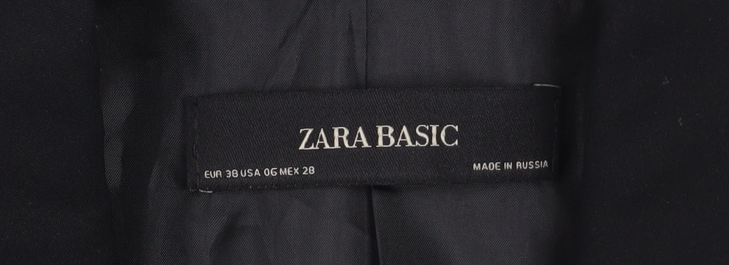 Zara Women Black Single-Breasted Blazer Size 10 Slim Fit