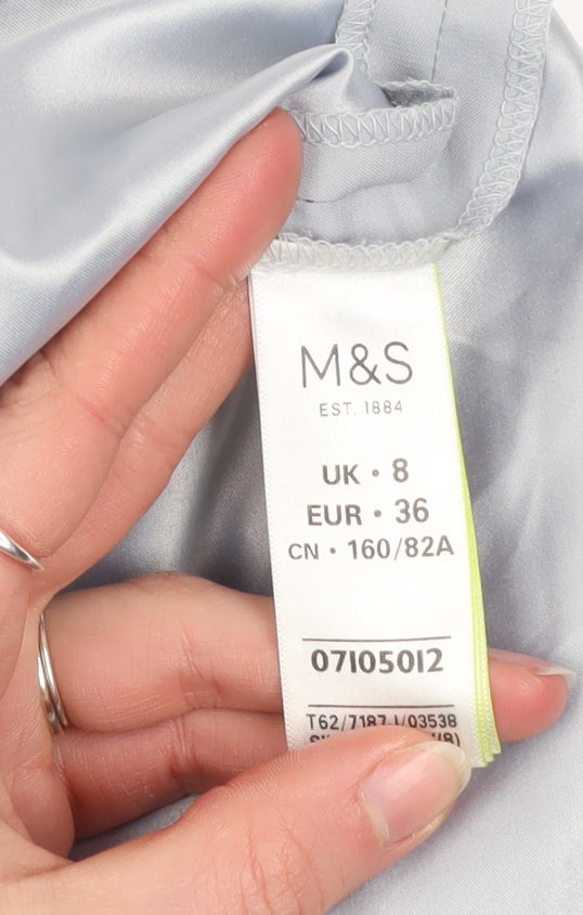 Marks and Spencer Women’s Grey Sheath Lace Dress Size 8 Sleeveless V-Neck