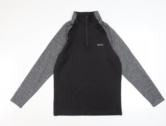 MAN Active Men's Black 1/2 Zip Long Sleeve Athletic Sweatshirt Size S