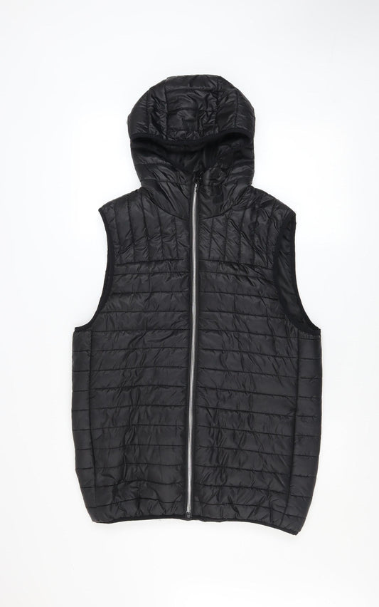 Very Man Men’s Black Hooded Puffer Waistcoat Gilet Size S Regular Fit